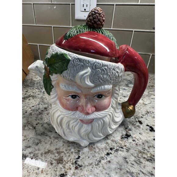 Vtg 1993 Fitz And Floyd Omnibus Santa Claus Hand-Painted Ceramic Teapot Gift - Picture 5 of 13